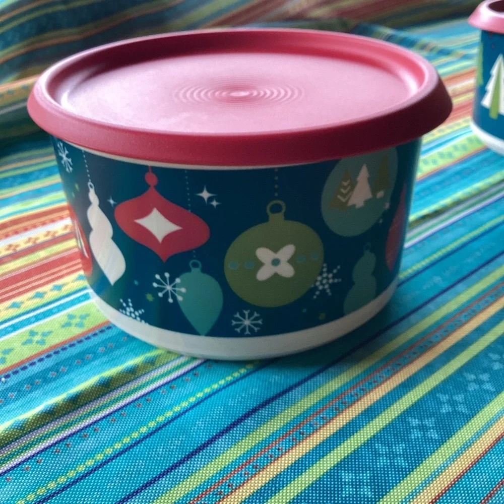 Tupperware 3 piece Holiday Stacking Canister set